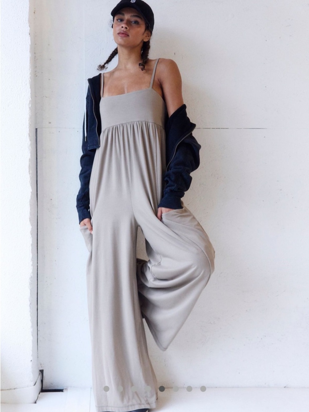 FP Movement by Free People Wide-Leg Strappy Jumpsuit in Taupe